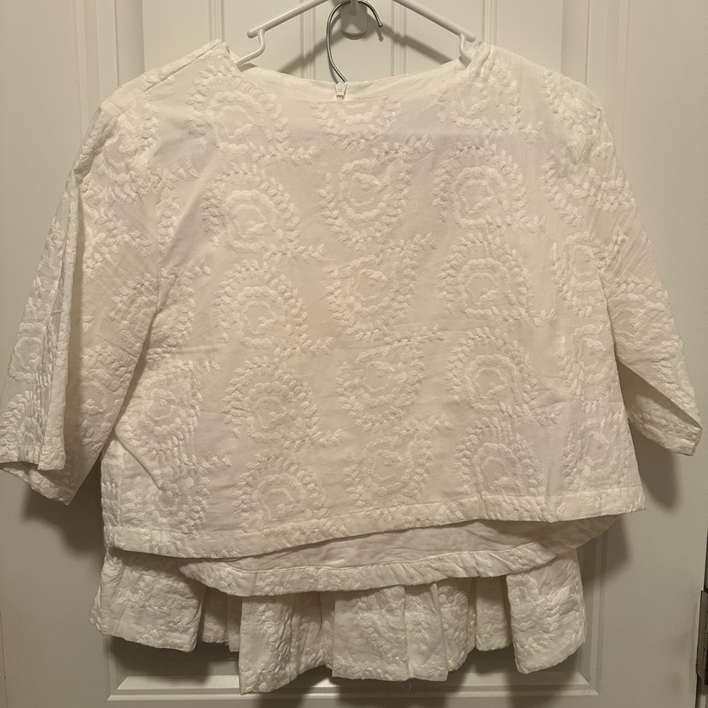 Chic White Textured Women's Blouse